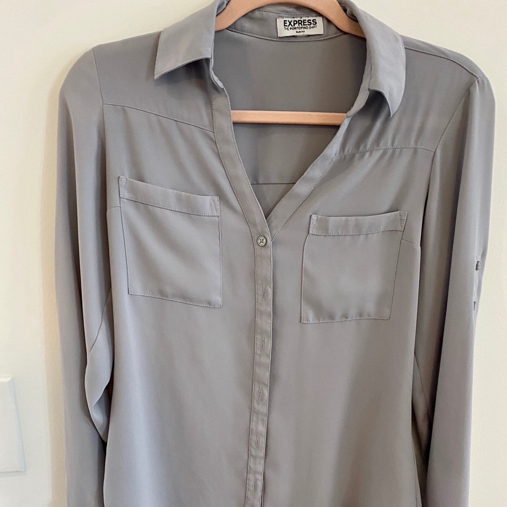 Express Portofino slim fit shirt - grey
